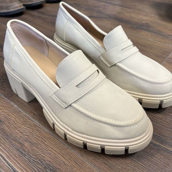 Sincerely Jules Dylan Y2K Chunky Womens Slip On Loafers Beige Size 9.5 - Picture 3 of 6